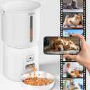 Automatic Cat Feeder with Camera, 4L Automatic Pet Feeder, Dual Power Supply, Smart Cat Food Dispenser with 2MP Night Vision & Two-Way Audio for Cats and Small Dogs, White