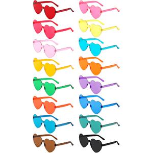 14/16/18 Pairs Heart Shaped Sunglasses Candy Color Rimless Fun Heart Glasses for Women Party Favors