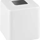 mDesign Steel Square Tissue Box Cover, Modern Facial Paper Holder for Bathroom Vanity Countertop, Bedroom Dresser, Night Stand, Desk, Office and End Table - Unity Collection - White