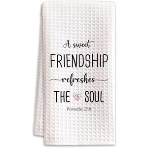 A Sweet Friendship Refreshes The Soul, Christian Gifts for Women Friends, Friendship Gifts for Christian Kitchen Towel Hand Towels, Hostess Gifts (Color_01)