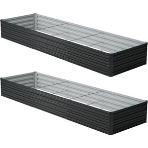 zunatu 12x2x1 ft(2 Pack) Galvanized Raised Garden Bed,Outdoor Planter Box Metal Patio Kit Planting Bed for Vegetables Flowers and Succulents,Black