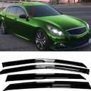 Tape-On Windows Visor 4-Piece for 2007 2008 2009 2010 2011 2012 2013 2014 2015 Infiniti G35 G37 Rain Guards Shield Shade Smoke (black)