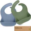 KeaBabies 2-Pack Silicone Bibs for Babies, Toddlers Girl, Boy Sturdy Food-Grade Baby Bibs for Eating, Large Food Catcher, Clean & Put On Easily, Waterproof Toddler Feeding Essentials (Slate)