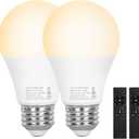 Brilvibera 2 Packs Remote Control Bulb Set, A19 LED Light Bulbs Dimmable Stepless 2700K-6000K, 805 LM, E26 Base, 25000+ Hours Lifespan, LED Bulb for Pendant Light, Table Light, Floor Lamp