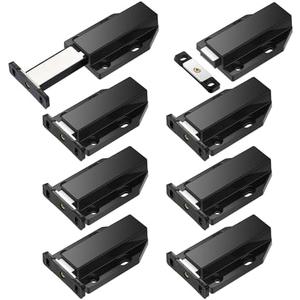 Zonon 8 Pack Magnetic Push Latch Heavy Duty Push to Open Cabinet Hardware Release Touch Latch and Catch Press Out Magnet for Large Door Cabinet Kitchen Drawer Lock (Black)