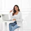 Women Lightweight Cardigan Sweaters with Pocket Open Front Breathable Cardigans (White, M)