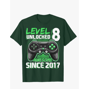 8th Birthday Boy Level 8 Gamer 8 Year Video Game Party T-Shirt size M