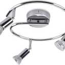 3-Light Ceiling Spot Light Industrial Directional Track Lighting, Adjustable Round Spotlight, Modern Chrome Ceiling Spotlights for Kitchen Hallway Dining Room Office