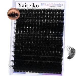 Yaiseiko Fluffy Lash Clusters 300D Thick Long 12-25mm Volume Cluster Eyelash Extensions 224Pcs Wispy Individual Lashes D Curl Waterproof Eyelash Clusters Soft False Eyelashes DIY at Home