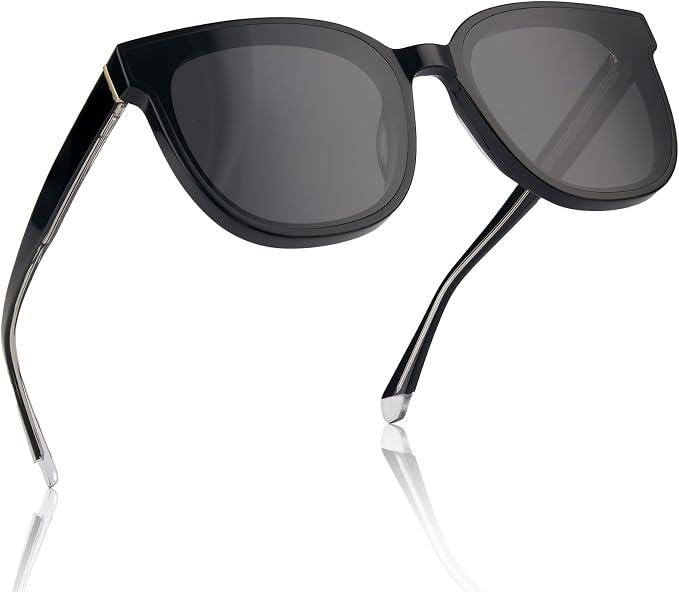 Modern Aesthetics Sunglasses Womens Polarized, Large Square Acetate, UV400 Protection Shades