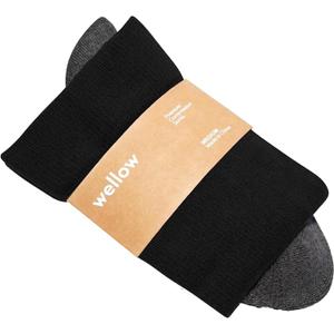 Wellow Knee High Compression Socks for Men & Women | 18-25 mmHg Made with Viscose from Bamboo | Nurses & Pregnancy Support | Relieves Swelling - Front Runner (Large, Black Charcoal - Solids)