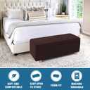 2-Piece Stretch Ottoman Covers Rectangle Slipcovers for Folding Storage Stools, Non-Slip Elastic Bottom, Soft Fabric Furniture Protectors (Brown, Large)