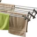 AERO W Racks Stainless Steel Wall Mounted Collapsible Laundry Clothes Drying Rack 60 Pound Capacity 22.5 Linear Ft