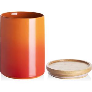 Sweejar Ceramic Food Storage Jar, Stackable Kitchen Canisters, Containers with Airtight Seal Wooden Lid for Serving Coffee Bean, Flour, Tea, Cookies, Spice and More - 58 Fl Oz (Gradient Orange)