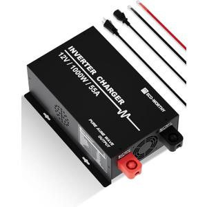 ECO-WORTHY 1000W Pure Sine Wave Inverter Charger, Power Inverter with 55A LiFePO4 Battery Charger with 20ms UPS,12V to 110V for RV Home Roadtrip Essentials Deep Cycle Rechargeable Battery