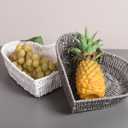 BinaryABC Heart Shaped Rattan Basket,Fruit Vegetables Bread Rattan Basket(White)