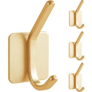 Paoli Heavy Duty Self Adhesive Hooks - Sturdy Self Adhesive Hooks for Home, School and Office Easy to Fit and Remove,With a Maximum Load Capacity of 30lb (4 PC) (Gold)