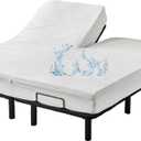 Kingnex 28-30" from Head Waterproof Partial Split Top King Mattress Protector for Adjustable Bed with Upper Flex Soft Noiseless Bamboo Viscose Terry Fitted Mattress Cover (Split Top King - 28-30" from Head, White)