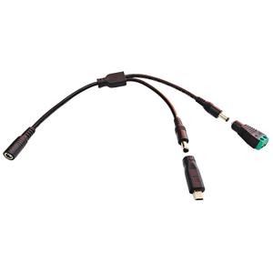 DC Power Splitter Set, 2.1 x 5.5mm Female to Dual Male Adapter, USB Mini Power Connector, and Screw Terminal Block for Power Distribution