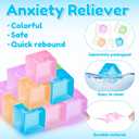 Simgoing 96 Pcs Mini Ice Cube Stress Balls Fidget Toys Bulk Squeeze Square Ball Sensory Toys Stress Relief Ice Cube for Small Prize Birthday Party Favor Bags Box Filling, 6 Colors