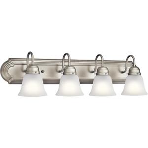Kichler 30" 4-Light Vanity Bath Light in Brushed Nickel, Modern Bathroom Light with Clear Satin Etched Glass, (30" W x 8" H), 5338NIS
