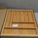 Umilife Extra Large Expandable Kitchen Siverware Utensils Drawer Organizer, 19" Deep for Big Drawer, Adjustable Bamboo Wood Drawer Divider with Curved Grooves, Cutlery Tray Flatware Holder