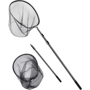 Large Fishing Net Saltwater Rubber Fishing Net Kayak Fishing Landing Net with Telescoping Handle Freshwater Fish Nets with Long Handle Extends 90-120inch
