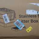 Stainless Steel Litter Box with Lid, Medium Enclosed Litter Tray with High Sided, Grey