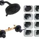 Matte Black 2 Handle Shower faucet Set, 8 Mode Shower Head Bathroom Shower Faucet Trim Kit with Rough-in Valve, Wall Mount