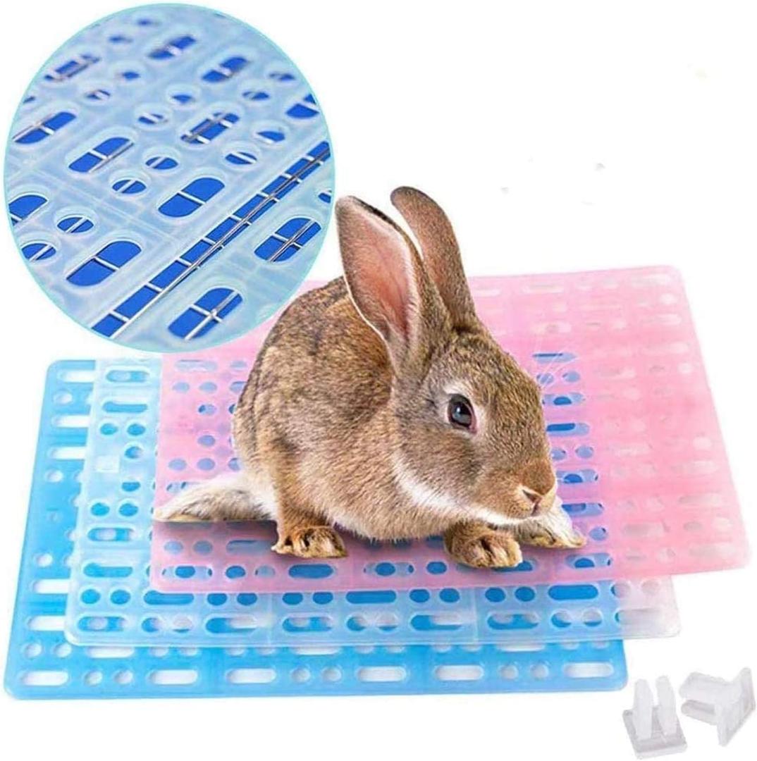 Hamiledyi Rabbit Feet Pad Hole Leak Water Design for Plastic Bunny Cage Mat Foot Resting Pads (1 Pink +1 White +1 Blue)