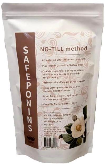 ECO Garden - Safeponins - All-Natural Surfactant & Wetting Agent.Plant-Based (Camellia Oleifara Tree). Great for use in Soil, hydroponics, or Other Growing Media. 8 Oz Package ($1.62/ per Oz) (Bronze), EXP 2/05/2034