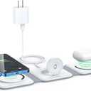 Wireless Charger 3 in 1,RTOPS Magnetic Travel Wireless Charging Station Multiple Devices,GaN 3 in 1 Charging Station,Compatible for iPhone16/15/14/13/Pro/Max,iWatch,AirPods4/3/2/Pro(Adapter Includes) (white)