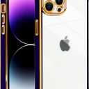 Glitter Case for iPhone 14 Pro Max [Shockproof Four Corners ] [Not-Yellowing] Clear Sparkle Camera Protection Plating Phone Case Cover for iPhone 14 Pro Max Women Girls Deep Purple