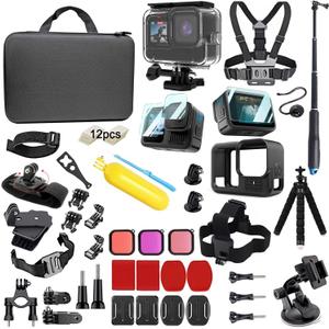 Accessories Kit for Gopro Hero 13 Black Waterproof Housing Silicone Case Glass Screen Protector Bundle for Go pro Gopro13 Hero13 Action Camera