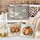 GAGEC Thanksgiving Pillow Covers 18x18 Inch Set of 4 Pumpkins Turkey Throw Pillowcase Thanksgiving Day Fall Autumn Pillowcase for Sofa Couch