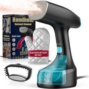 Steamer for Clothes, 1900W Strong Penetrating Steam Portable Handheld Garment Steamer Clothes Steamer with 3 Steam Settings, Fabric Brush, 300ml Big Capacity, Travel Steamers Iron Safe Removes Wrinkle (Black)