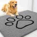 MUDGUARD MAT Dog Door Mat with Paw Design for Muddy Paws, Super Absorbent Microfiber, Non-Slip Indoor Mat, Quick-Dry Chenille Rug for Pets & Entryway, Machine Washable, Grey 19" x 30"
