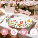 50Pcs Lavender Tulip Oval Paper Plates Large Disposable Heavy Duty Spring Summer Blooming Floral Dinner Dessert Paper Platters for Mom Mother's Day Baby Bridal Shower Party