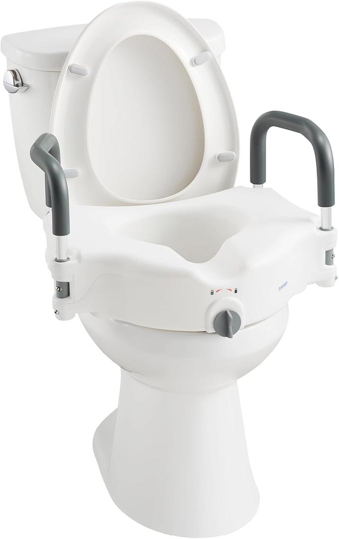 5" Toilet Seat Riser Supports 300lbs Raised Toilet Seat with Removable Padded Arms for Seniors, Pregnant, Handicap(N1FYT14-AZ)