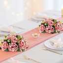 BLOSMON Dusty Pink Flowers Decoration: 6 Pcs Artificial Roses Flowers Balls for Wedding Dinning Table Centerpieces - Fake Silk Kissing Floral Arrangement for Home Party Event