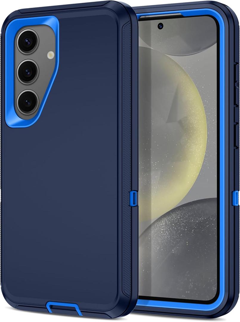 I-HONVA for Samsung Galaxy S24 Case,Galaxy S25 Case Shockproof Dust/Drop Proof 3-Layer Full Body Protection [Without Screen Protector] Rugged Heavy Duty Cover for Galaxy S24/S25,Navy Blue