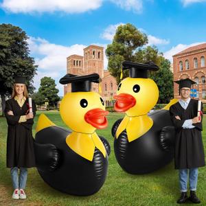 Hungdao 5 ft Graduation Giant Inflatable Duck Decor Large Grad Inflatable Duck with Cap and Gown Pool Float Blow up Congrats Pool Float for 2026 Graduation Party Decoration