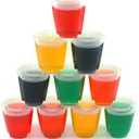 50 EZ-Squeeze Jello Shot Cups With Lids - 2 oz Max Capacity-New and Improved Design 2019 - Jello Shot Cups With Lids Stackable - Easy To Squeeze -Fun For All Occasions