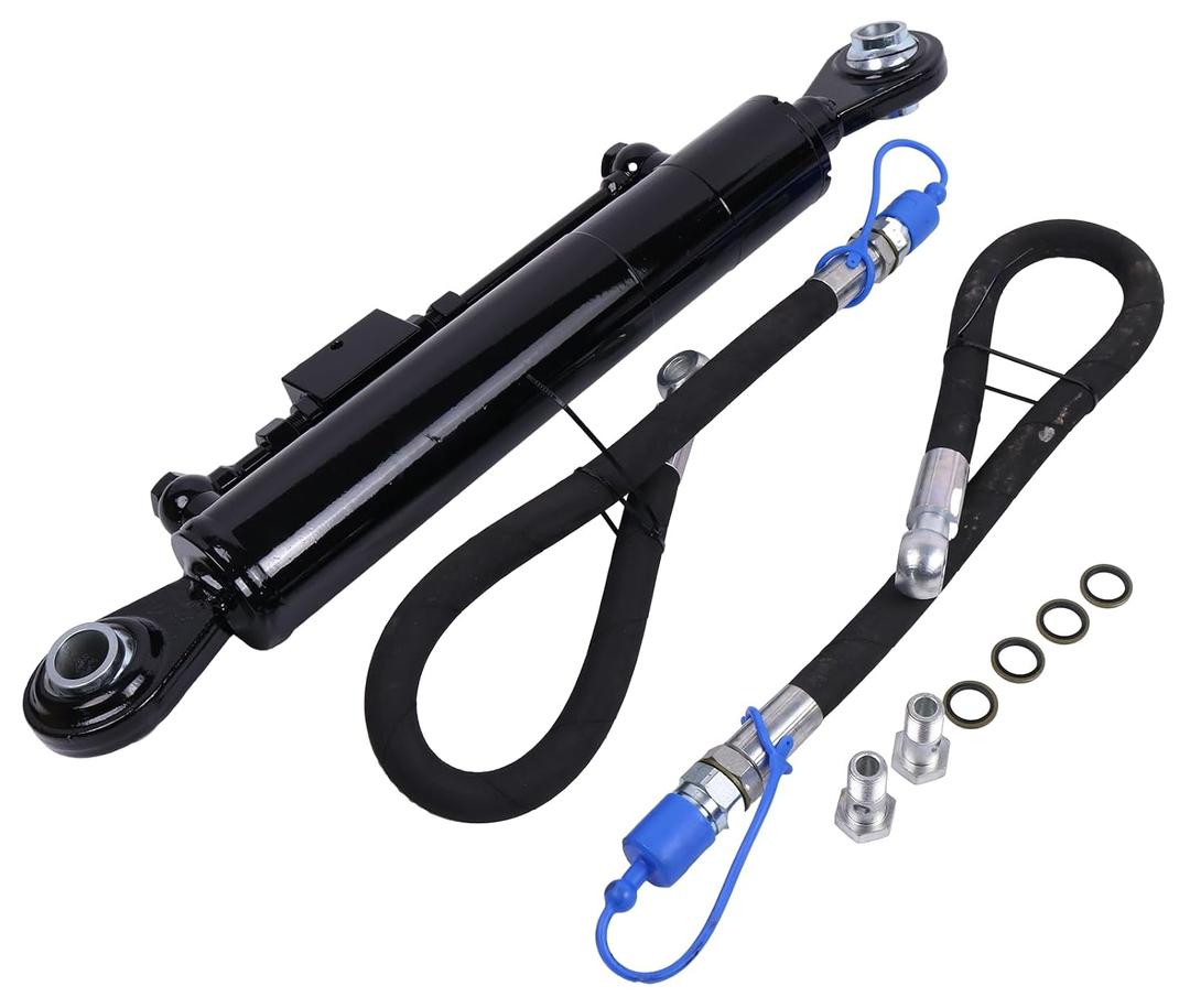 Solarhome New Hydraulic Top Link Cat. 2-2 with Locking Block 22 3/8 - 33 1/2 with 2 x Hose, 2-Way Check Valve Hydraulic Cylinder Compatible with Tractors, Excavators