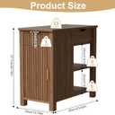 End Table with Charging Station 24'' Nightstand with Charging Station Vintage Side Table with Storage Wooden Sofa Side Table and Outlets Bedside Table for Living Room Office Bedroom (Brown)