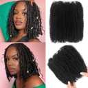 Afro Kinkys Bulk Human Hair for Dreadlocks Extensions 2 Bundles 80g Afro Kinky-curly Human Braiding Hair Bulk Bundles for Mini Twist Repair Locs (Natural Black, 12Inch)