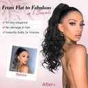 QGZ 20" Wavy Ponytail Extension, Claw Clip Ponytail Hair Extension, Natural Synthetic Hairpiece for Women Daily Use(Dark Brown)