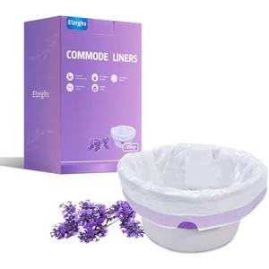 Elzrghs Commode Liners for Bedside Commode, Commode Toilet,Portable Toilet,150 Count Lavender Scented Bedside Commode Liners,Disposable Potty Liners for Bed Pan