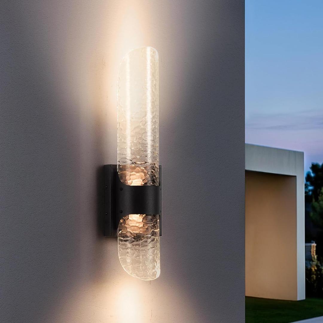 Exterior Lighting Fixtures, 20.5" Waterproof Outdoor Wall Lights, 3000K Front Porch Light, Glass Large Outdoor Sconces Lighting, Modern Wall Sconce Outside House Light for Garage Patio