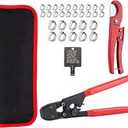 PEX Cinch Clamp Crimping Tool,Pex Crimp Kit for 3/8" to 1" Stainless Steel Clamps Including 20pcs 1/2",10pcs 3/4" Clamps with Pipe Cutter,PEX Pipe Tubing Connect Tools Suit US F2098 Standards